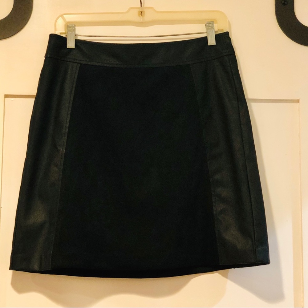 LOFT Faux Leather & Suede Skirt